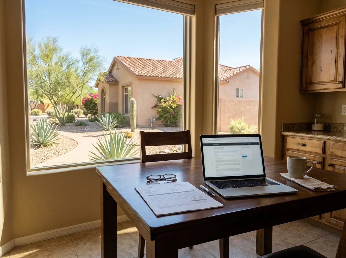 Homeowner comparing a printed quote with a laptop